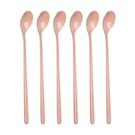 6 Pcs Long Handle Iced Tea 7" Stainless Steel Spoons Rose Gold. Fixed Price $15.74.