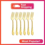 Gold Dinner Fork Set, Seeshine 7.8-INCH Stainless Steel Shiny Metal Table. Fixed Price $14.20.