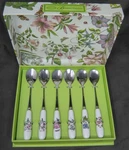 Portmeirion Botanic Garden Set Of 6 Teaspoons, Porcelain Handles, Floral Motifs. Fixed Price $30.00.