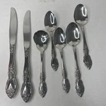 Oneida Louisiana 18/8 Stainless Steel Flatware Serving Spoon Fork Knife Lot 7. Fixed Price $27.30.