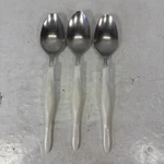 (3) Cutco CUE3 8-1/8" Oval Soup Spoon Stainless Pearl White Handle Us Silverware. Fixed Price $129.99.