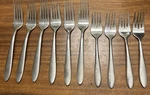 Oneida Stainless Flatware Mooncrest Forks - 6 Dinner & 4 Salad Lot Of 10. Fixed Price $31.99.