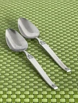 Cosmos CSM27 Stainless Oval Soup Spoons Black Accent Mcm Japan Flatware B62G. Fixed Price $13.95.