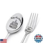 Vwalk 62ND Birthday Spoon And Fork Set, 2PCS, Stainless Steel, Engraved, Rust. Fixed Price $27.99.
