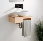 Signature Hardware Nadiya 18" Wall-mount Vanity Set, Unfinished Maple Cracked. Fixed Price $130.00.