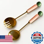 Folkulture Salad Servers Or Hands (12 X 3") Pink Metal With Resin. Fixed Price $46.06.