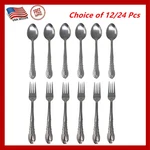 12/24 Pieces Stainless Steel Forks And Spoons Flatware Tableware Set Kitchen. Fixed Price $9.99.