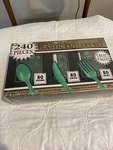 Plastic Cutlery 240 Pc. By Amscan Pine Green Washable Forks Spoons Knives- Party. Fixed Price $11.95.