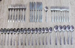 Orleans Silver Stainless Flatware ORL74 Diagonal Band Floral 42 Pieces. Fixed Price $65.00.