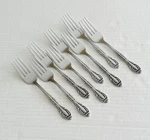 National Stainless NST9 Set Of 8 Salad Forks Flowers Scrolls Textured Korea. Fixed Price $17.95.