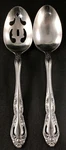Michael Lloyd Flatware Stainless 2 Table Serving Spoons 3/8" Pierced Handles. Fixed Price $11.50.