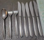 Silco International Usa Stainless INS125 6 Table Knifes, Dinner Forks, Teasp. Fixed Price $14.00.