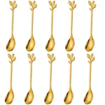 Ansaw Elegant Gold Leaf Coffee Spoons 10-PIECE, 4.7" Mini Inch,. Fixed Price $12.67.