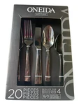 Oneida 20PC Stainless Steel Aptitude Glossy Midnight Flatware Set. Fixed Price $35.00.