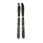 2 National Stainless Japan Dinner Knives Floral Handle Vintage Flatware. Fixed Price $13.50.