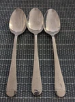 Cambridge CBS96 Stainless Flatware 3 Soup Spoons Hammered Handle Round Tip. Fixed Price $20.00.