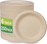Greenworks 200 Count 6 Small Compostable Dessert Plates, Heavy-duty Unbleached. Fixed Price $29.63.