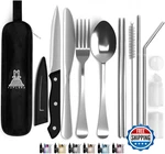 Taplord 10-PC Portable Travel Silverware Set W/ Case Spoon Fork Knife & More. Fixed Price $19.50.