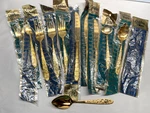 12PC Stanley Roberts SRB180 Gold Electroplate Floral Flatware - Service For 3. Fixed Price $30.00.
