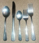 Rogers FBR50 Burnished Stainless Flatware 41 Piece Set Lot Forks Spoon Knife. Fixed Price $49.99.
