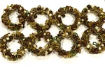 Pier 1 Amber Green Gold Glass Seed Beads Napkin Rings 2.5" Fall Colors Lot 8 Euc. Fixed Price $27.99.