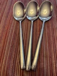 Set Of Hampton Ritz Frosted Satin Oval Soup Spoons Stainless Flatware 7-3/8. Fixed Price $10.00.