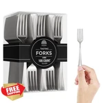 Exquisite Mini Forks 100CT Silver Look Plastic Tasting Dessert Utensils. Fixed Price $20.00.