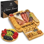 Leaf And Grain Charcuterie Board Set - Premium Bamboo Cheese Natural. Fixed Price $24.13.