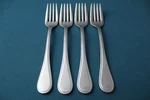 Christofle Acier Mimosa Glossy Salad Forks (set 4) Stainless Beaded 6 5/8". Fixed Price $254.99.