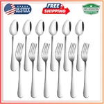 Set Of 12 Stainless Steel Dinner Forks And Spoons Silverware Heavy-duty / Us. Fixed Price $17.56.