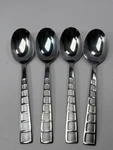 Cambridge Mosaic Sand Flatware Glossy, Satin Blocks Squares Teaspoon 6.75" Set 4. Fixed Price $24.99.