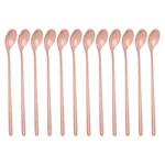 12 Pcs Long Handle Iced Tea 7" Stainless Steel Spoons Rose Gold. Fixed Price $18.99.
