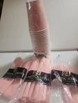 Vintage Pale Pink Paper Cups 24 Ct Cutlery Spoons Knives Forks Amscan Party. Fixed Price $11.00.
