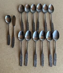 Lot Of 14 Interpur INR28 Stainless Flatware Embossed Roses Dinner Spoons Butter. Fixed Price $35.00.