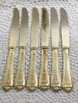 International Silver INS315 Gold Electroplate 6 Dinner Knives. Fixed Price $20.39.