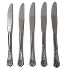 Oxford Hall Japan 5 Pc Stainless Queen's Tapestry Rose 74196 Knives Vtg Flatware. Fixed Price $20.00.