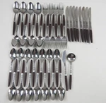 Vtg Interpur INR2 Stainless Steel Flatware Brown Handle Japan 40 Pieces Mcm. Fixed Price $119.95.