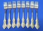 8 - Rsvp Flatware RXV2 Gold Electroplate Floral Scrolls Indonesia Salad Forks. Fixed Price $16.00.