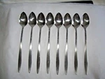 Set Of 8 Riviera RIF7 Stainless Iced Teaspoons, Japan, Black Textured Euc. Fixed Price $24.99.