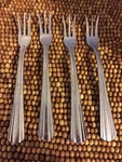 Royal Household Stainless RHH9 Ridges Scalloped 4 Cocktail Forks 5 7/8. Fixed Price $37.49.