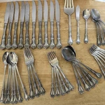 44 Pc Oxford Hall OXH19 Rose Flute Stainless Flatware Ice Tea Seafood Hostess. Fixed Price $64.00.