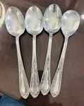 Vintage Amefa Holland AFS1 Scroll Leaf Design Stainless Flatware 4 Dinner Spoons. Fixed Price $25.00.