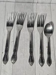 Utica Stainless Steel UTI43 Dinner Fork And 1 Dessert Spoon. Fixed Price $12.90.