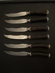 Scully & Natural Staghorn Handle Steak Knives Set Of 6 New In Box. Fixed Price $350.00.