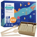 Coral Light Brown 100% Compostable Silverware Set 340 Pieces - Heavy Duty 160.... Fixed Price $81.83.