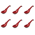 Japanbargain 2397X6, Set Of Asian Soup Spoons With Hook Red/black. Fixed Price $20.99.