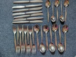 Co Montgomery Ward Stainless Steel Japan 7 Place Setting Grape Flatware MWD9. Fixed Price $35.00.