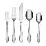 Cambridge Silverware Set, Swirl Sand 89-PIECE Flatware Count, Metallic. Fixed Price $91.99.