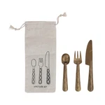 Creative Co-op 3-PIECE Hand-forged Brass Appetizer Utensils, Antique Finish. Fixed Price $27.87.