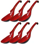 Set Of 6 Melamine Soba, Rice Spoons, Chinese Won Ton Soup Ladle Spoon, Asian Red. Fixed Price $14.49.